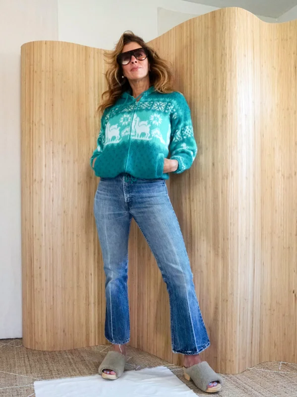 Clearance Items fashionable utility jacketVintage Alpaca Motif Hoodie Sweater