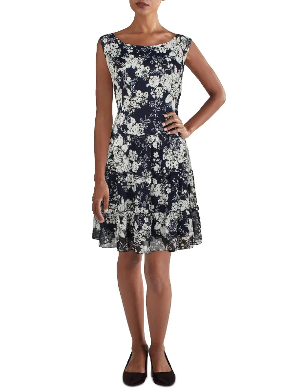 Hurry In stylish dressPetites Womens Chiffon Floral Sheath Dress