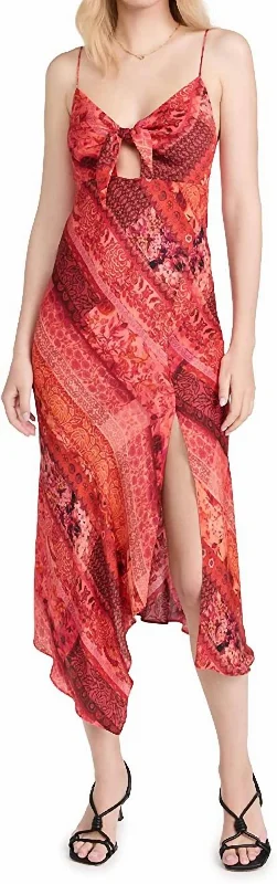 Year-End Sale chic slip dressWomen New Harmony Vintage Summer Sleeveless Midi Dress Floral In Bright Coral Red Floral