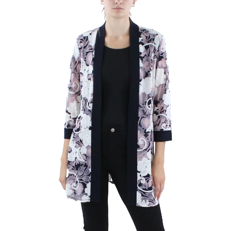 Midnight Sale high-performance jacketPetites Womens Printed Sheer Duster Blazer