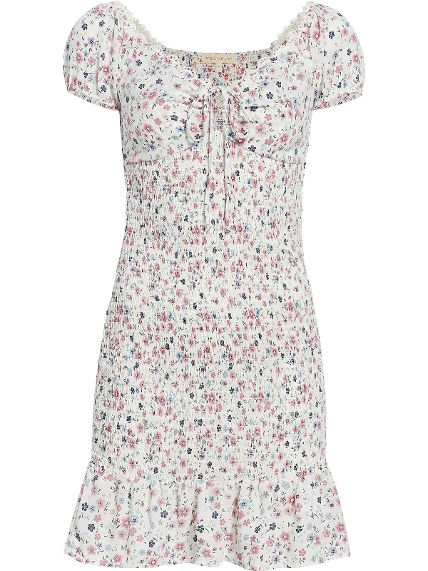 One-DAY Sale structured dressWomens Floral Print Smocked Sundress