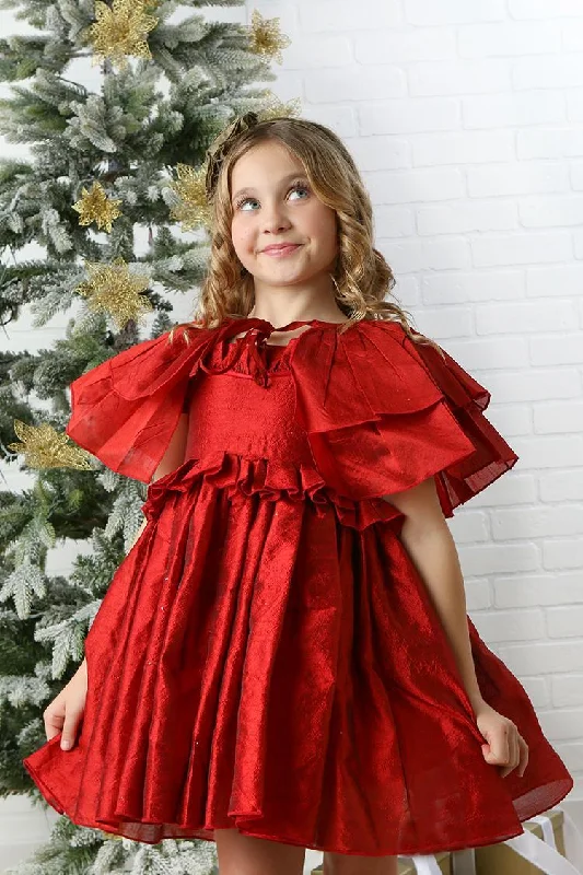 Early Bird Discount one-shoulder dressRed Taffeta Caplet