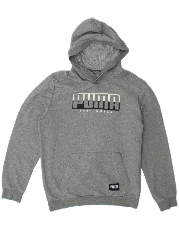 Discount Extravaganza PUMA Mens Graphic Hoodie Jumper Small Grey Cotton