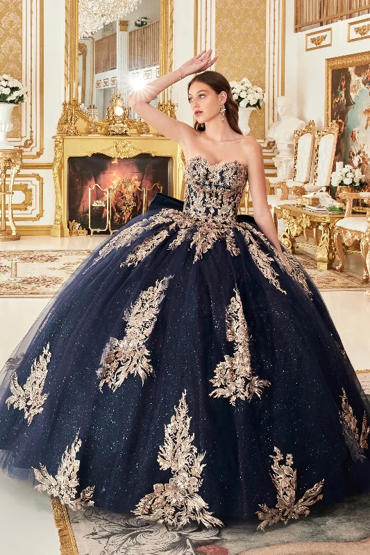 Low Prices elegant maxi dressCinderella Divine 15715 Long Quinceanera Lace Applique  Ball Gown