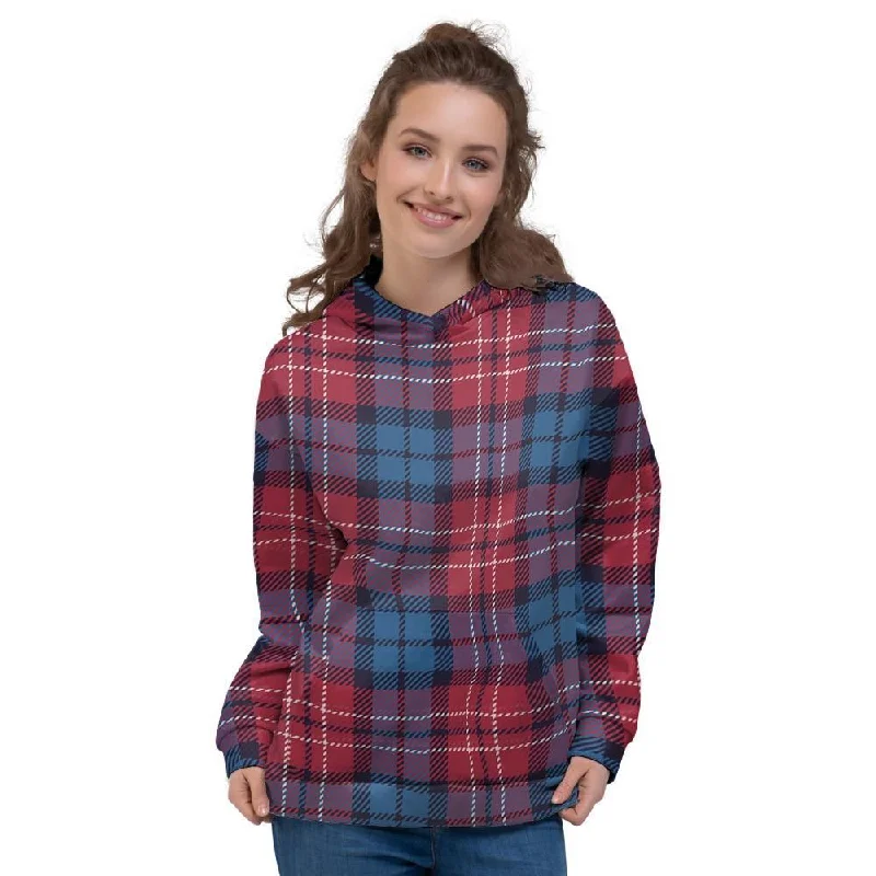 Today's Special Red And Blue Plaid Tartan Women's Hoodie
