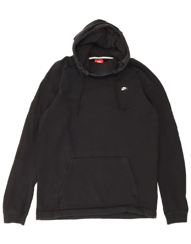 Fantastic Deals NIKE Mens Hoodie Jumper Medium Black Cotton