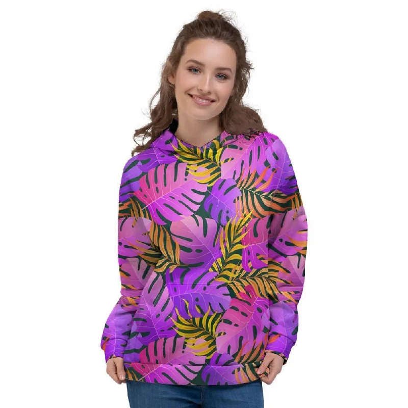 Value Deals Neon Palm Leaf Edm Print Women's Hoodie