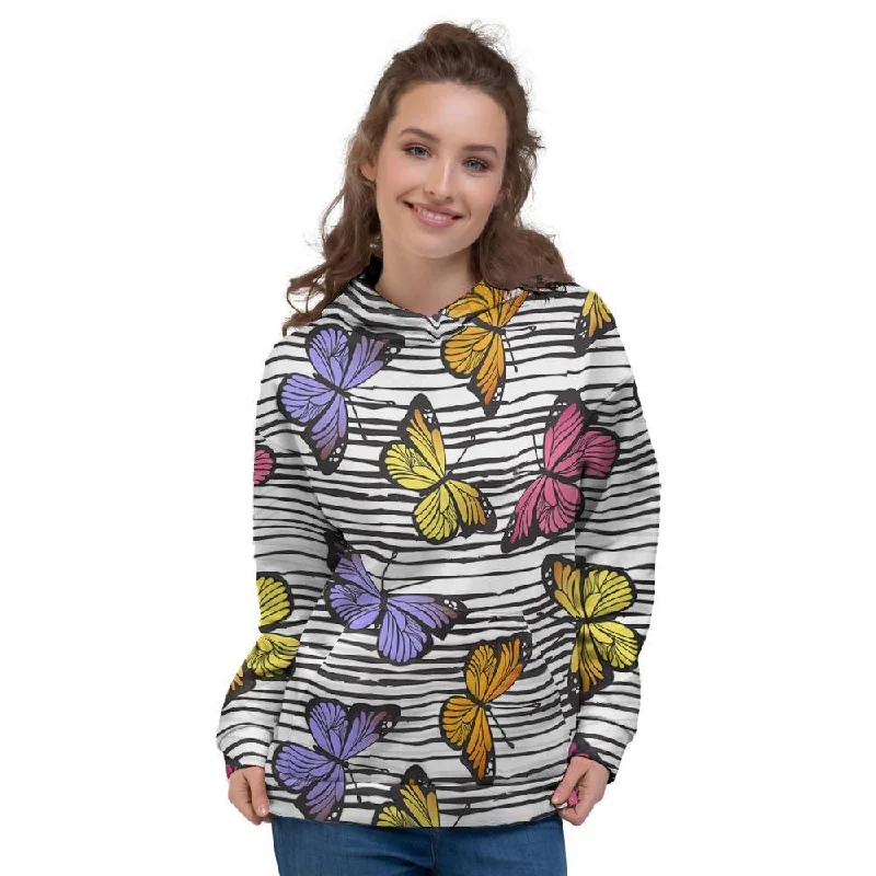 YEAR-End Sale Striped Butterfly Print Women's Hoodie