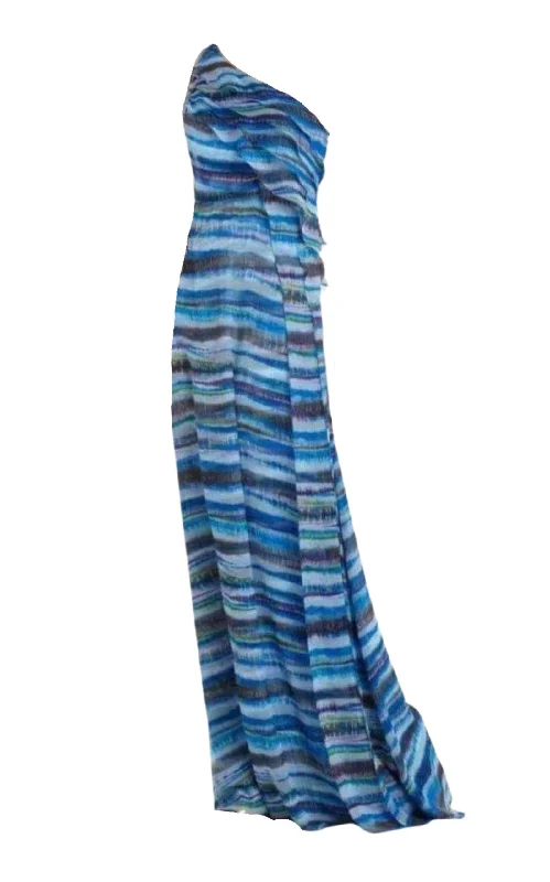 Super Deal minimalistic dressStella One Shoulder Dreamy Print Silk Dress
