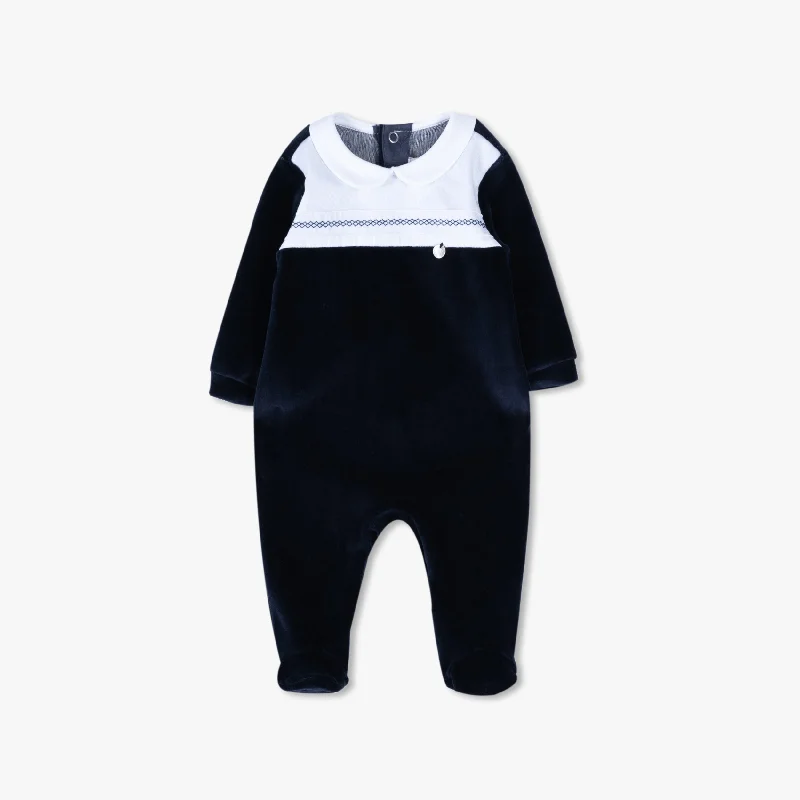 Instant Discount summer dressPurete Navy Velour Footie