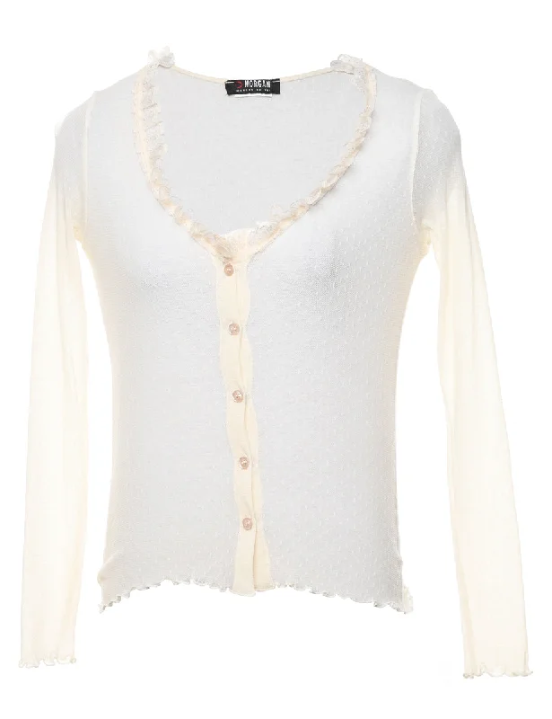 Best Bargains graphic jacketPale Yellow Blouse - XS