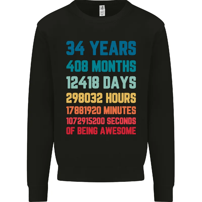 Take Advantage chic active hoodie34th Birthday 34 Year Old Mens Sweatshirt Jumper