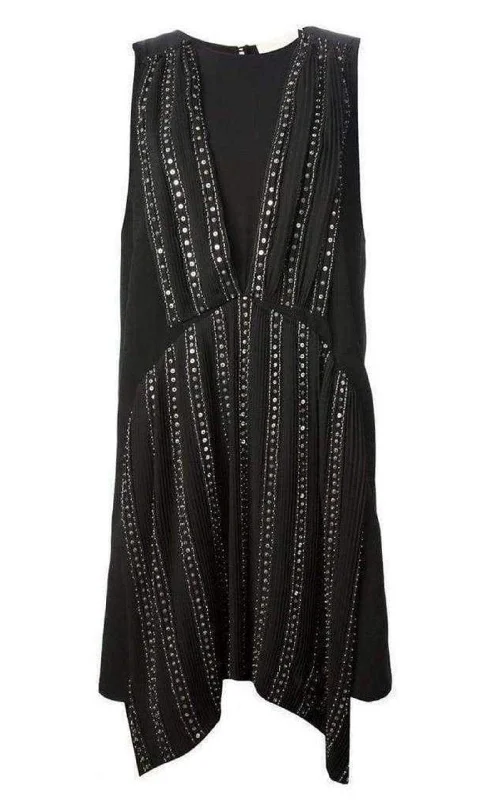 Steals and Deals satin midi dressBlack Embellished Silk Cocktail Dress