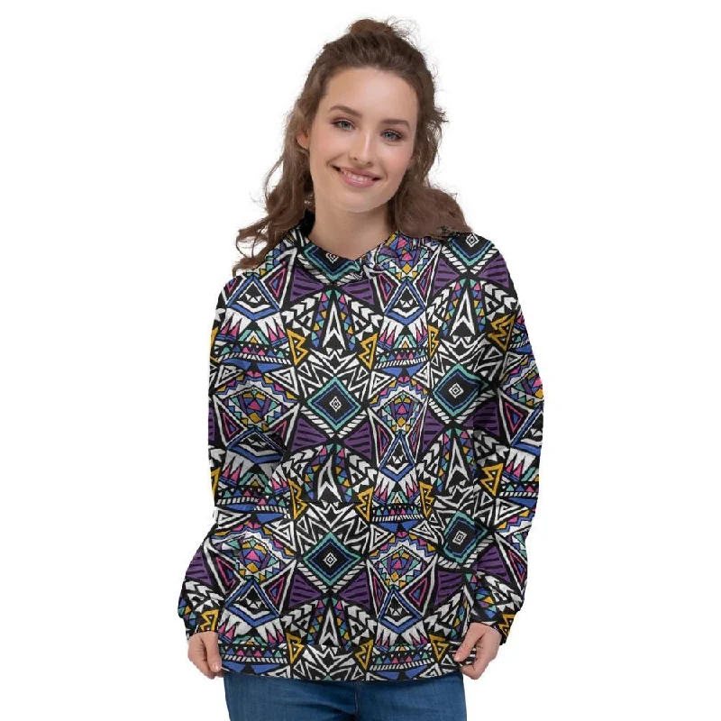 Get It Before It’s Gone Neon Indian Aztec Triangles Abstract Geometric Art Women's Hoodie