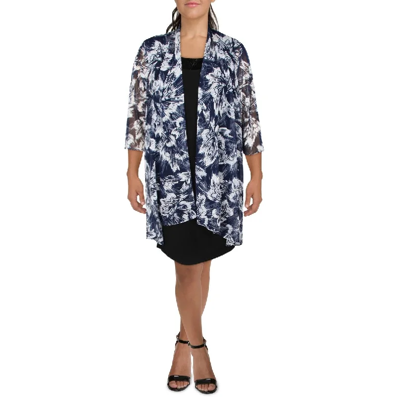 Season Finale Sale relaxed fit jacketPlus Womens Mesh Printed Duster Blazer