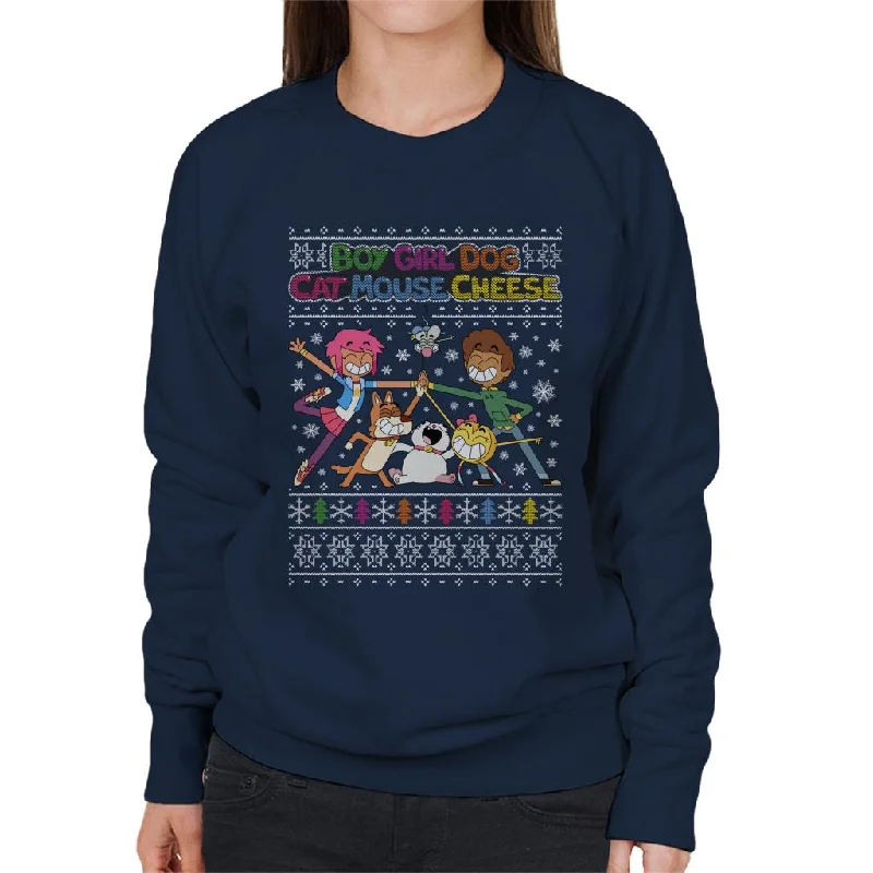 Quick Sale modern sports hoodieBoy Girl Dog Cat Mouse Cheese Christmas Knitted Pattern Women's Sweatshirt Quick Sale modern sports hoodieBoy Girl Dog Cat Mouse Cheese Christmas Knitted Pattern Women's Sweatshirt