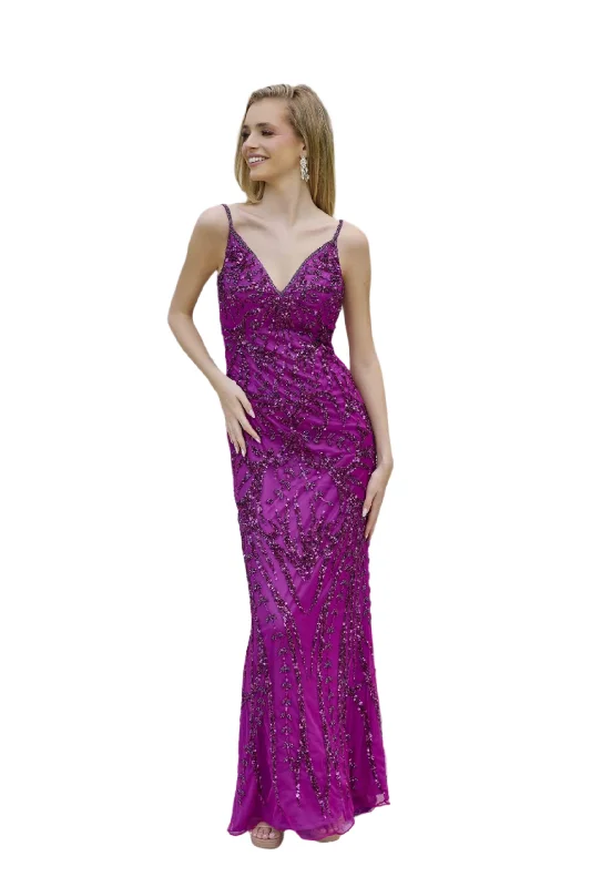 Markdowns wrap dressPrimavera Couture 3793 Size 16 Grape Sequin Prom Dress Long V Neckline Fitted Sweeping Train