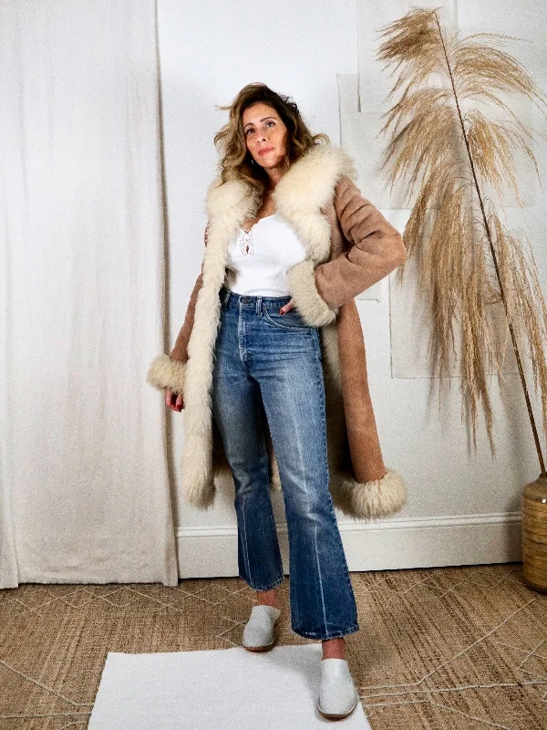 Extra Savings functional puffer jacketVintage 70's Fluffy Sheepskin Fur Coat