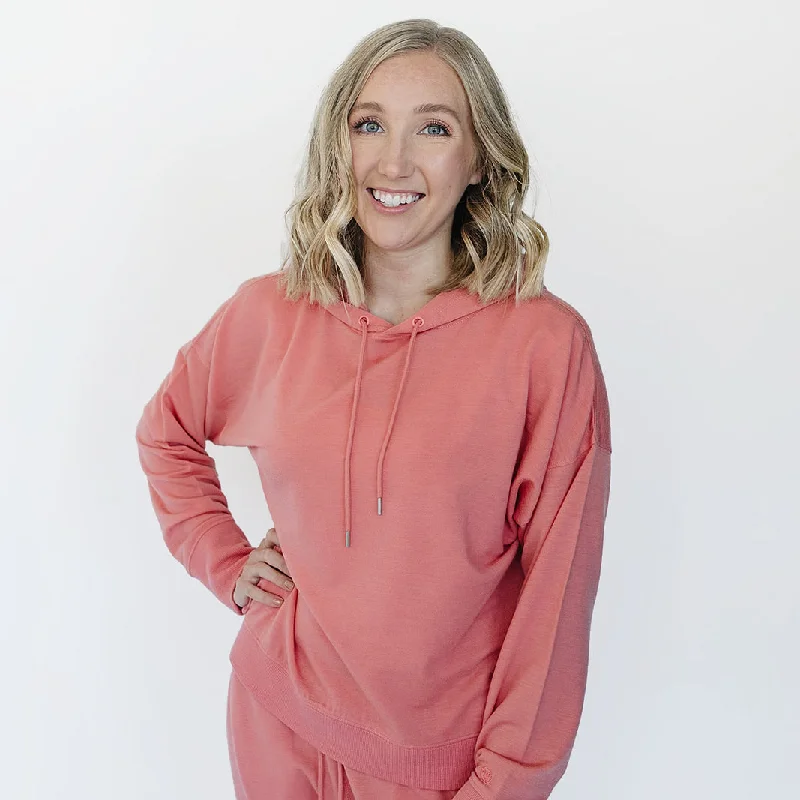 Amazing Deals Women's Merino Wool Hoodie, Dusty Rose