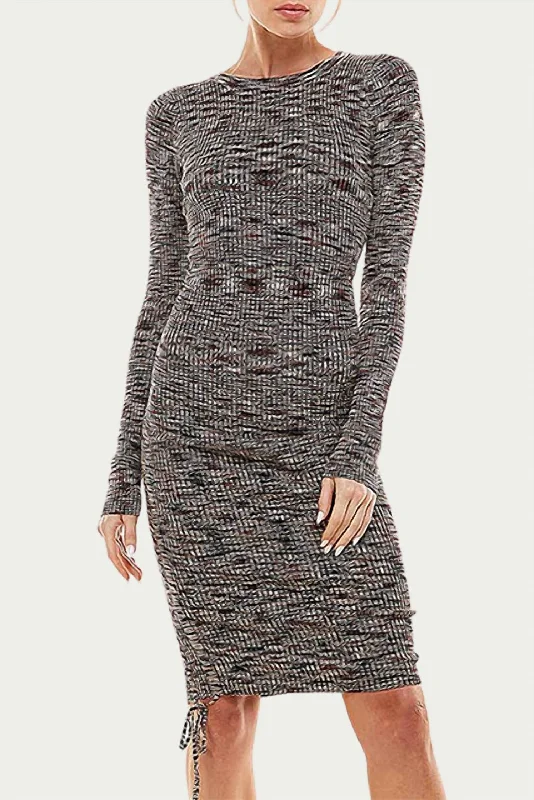 Time-Limited Offer chic shift dressSpace-Dyed Ribbed-Knit Mini Dress In Brown Multi