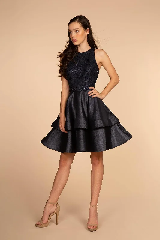 Early Bird Discount mini dressShort Homecoming Halter Satin Cocktail Dress