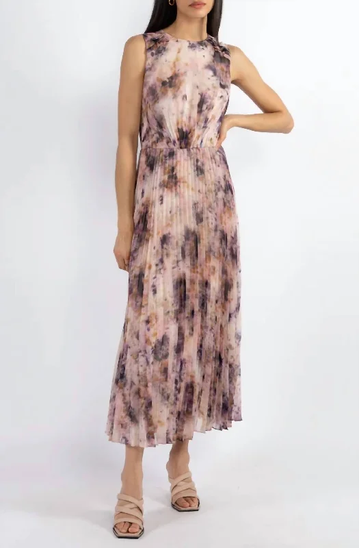 Special Price chic slip dressPrint Silk Crinkle Chiffon Dahlia Dress In Violet Multi