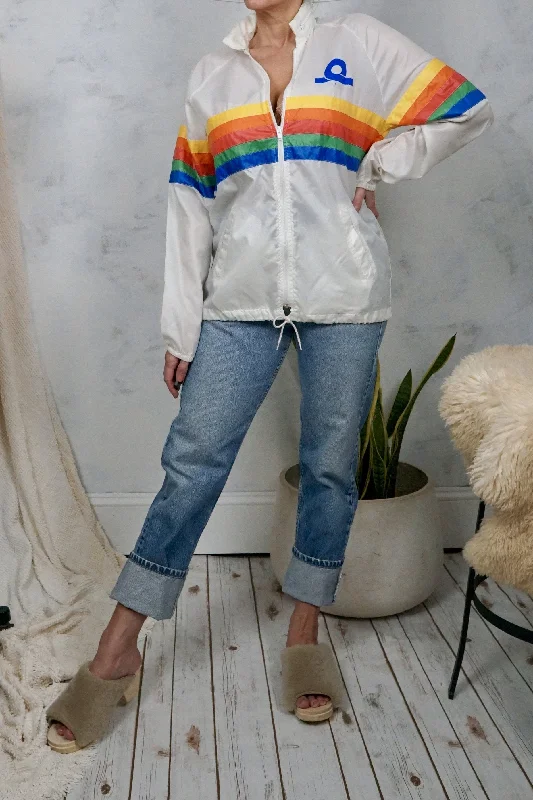 Crazy Savings sporty casual jacketVintage Rainbow Windbreaker Jacket