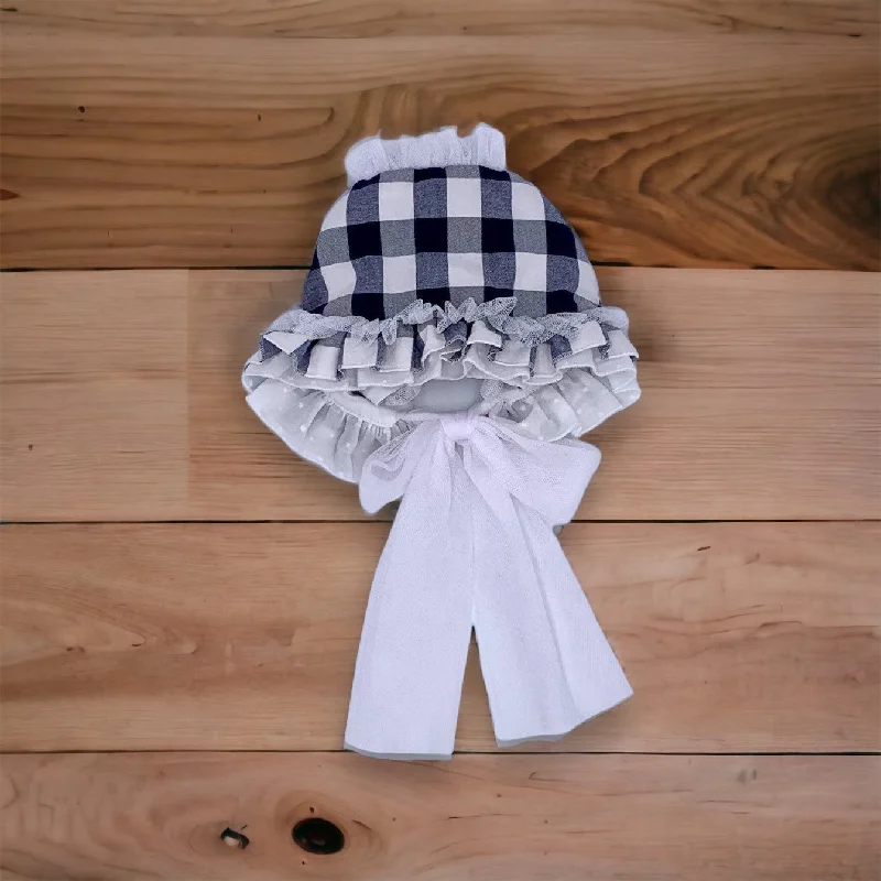 Final Clearance v-neck dressBlue and White Check Bonnet