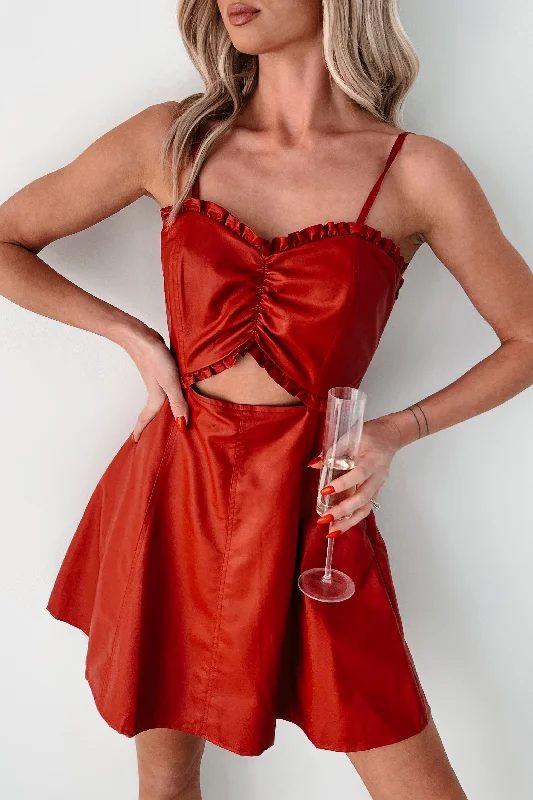 Act Now flowy maxi dressSimmering Looks Faux Leather Mini Dress (Red)