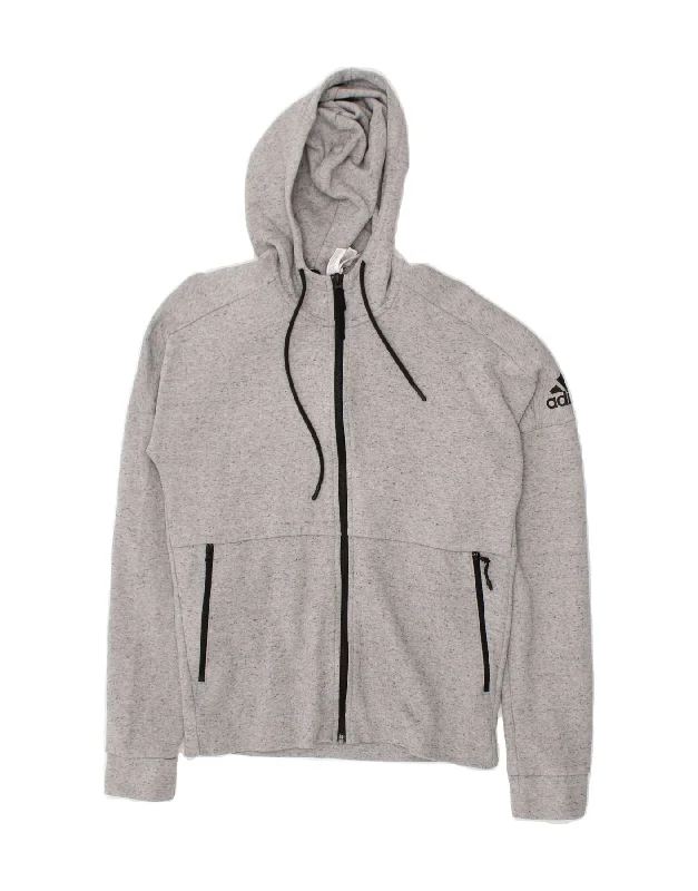 Final Markdown ADIDAS Mens Zip Hoodie Sweater Small Grey Cotton