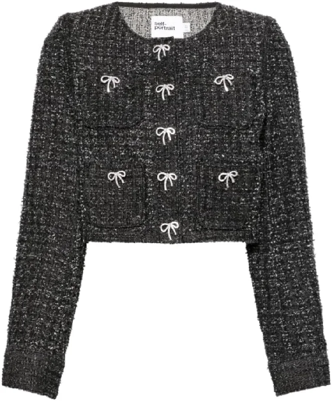 Super Sale stylish soft shell jacketSelf-Portrait Women's Textured Denim Jacket, Black Super Sale stylish soft shell jacketSelf-Portrait Women's Textured Denim Jacket, Black