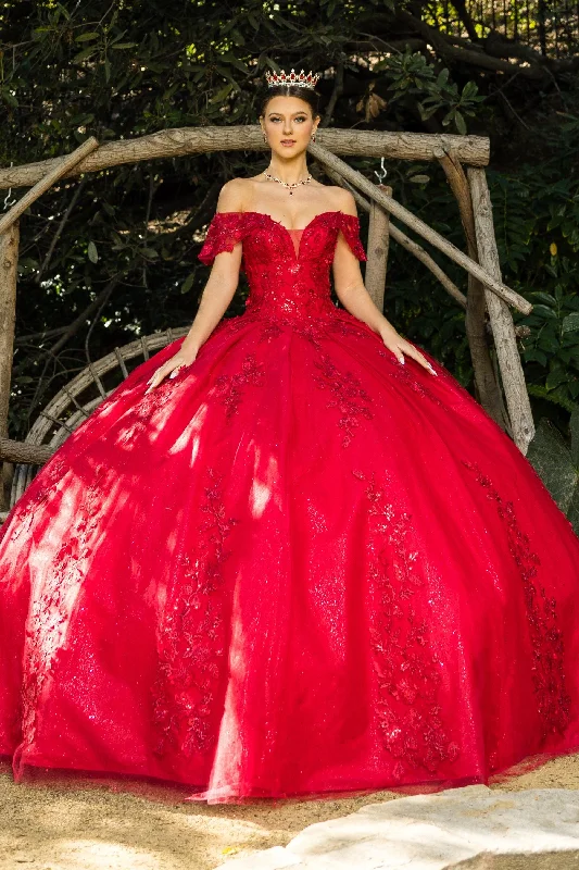 New Markdowns casual evening dressCinderella Couture CC8045J Off Shoulder Lace Applique Ball Gown