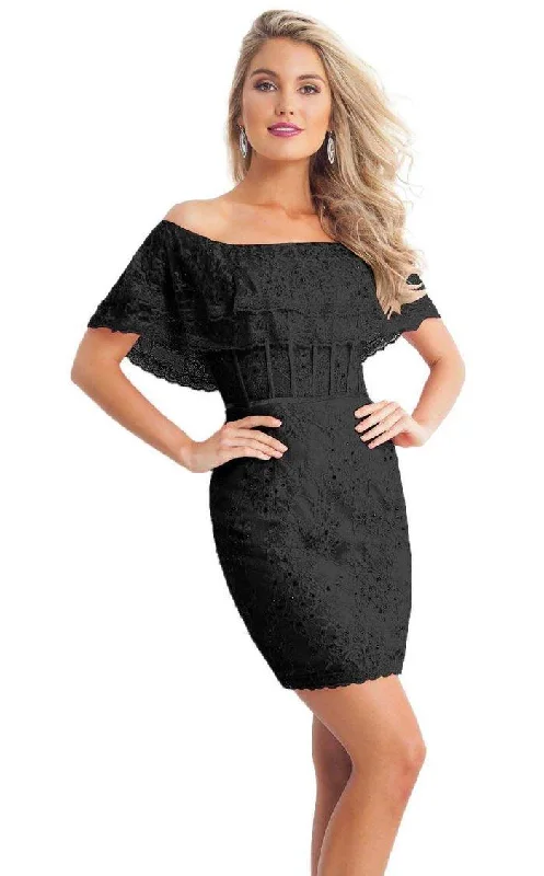 Warehouse Sale bodycon dressRachel Allan Off Shoulder Short Lace Dress L1191