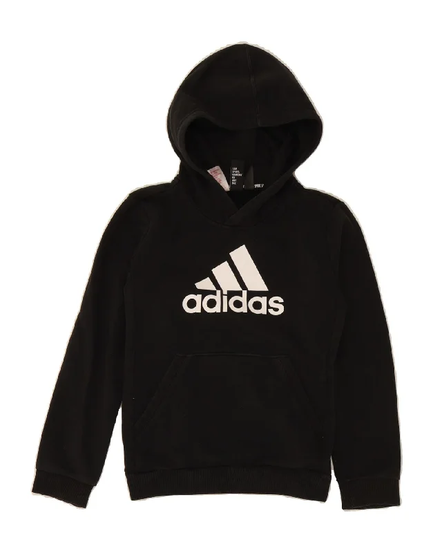 Extra Savings ADIDAS Girls Graphic Hoodie Jumper 9-10 Years Black Cotton