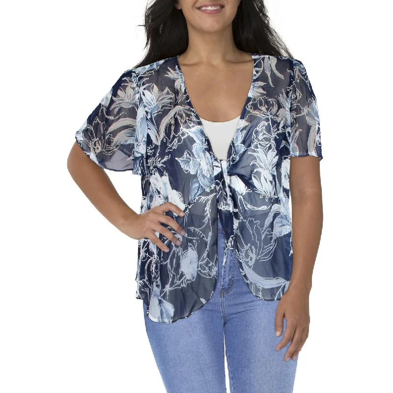 Year-End Sale urban street jacketPlus Womens Chiffon Floral Bolero