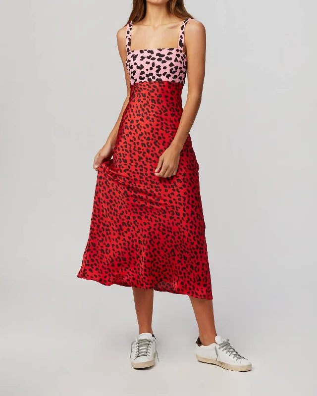 Today’s Special cocktail party dressSplice Leopard Dress In Strawberry/rose/black
