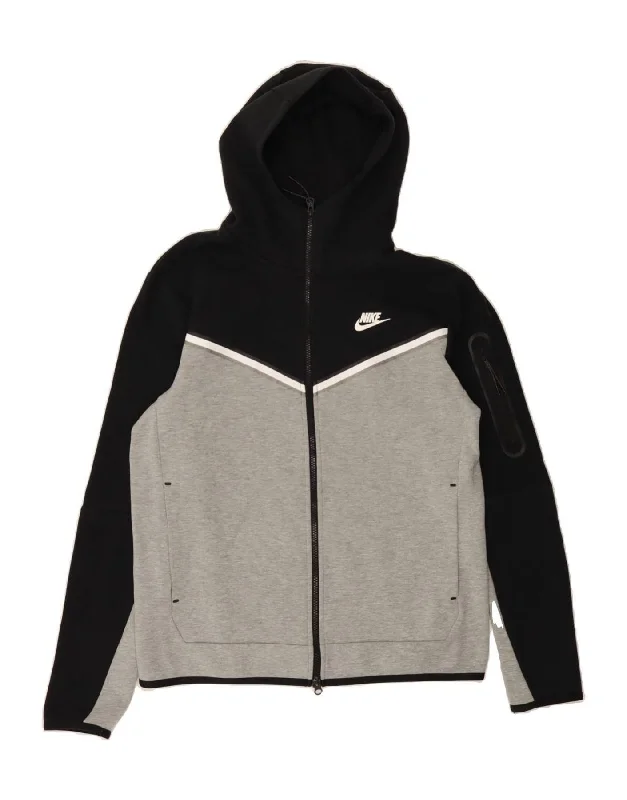 Savings Alert NIKE Mens Zip Hoodie Sweater Medium Black Colourblock Cotton