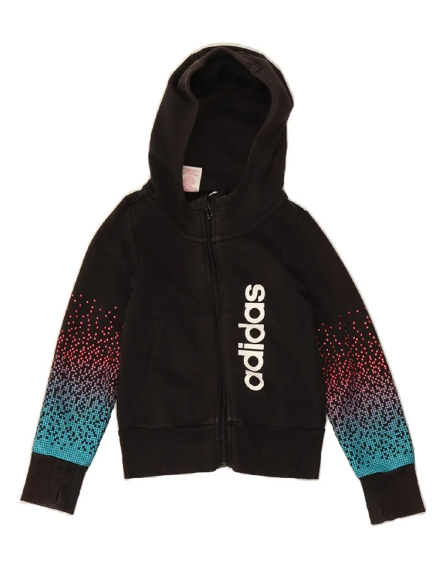 Special Savings ADIDAS Boys Graphic Zip Hoodie Sweater 7-8 Years Black Spotted Cotton