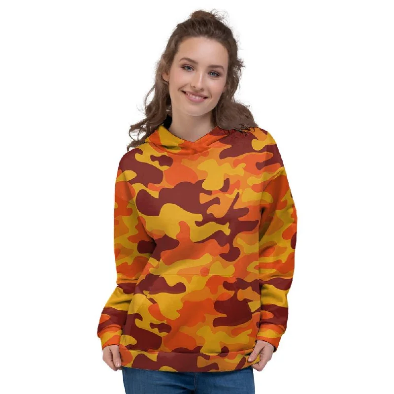 Fantastic Deals Orange Camo Print Women's Hoodie