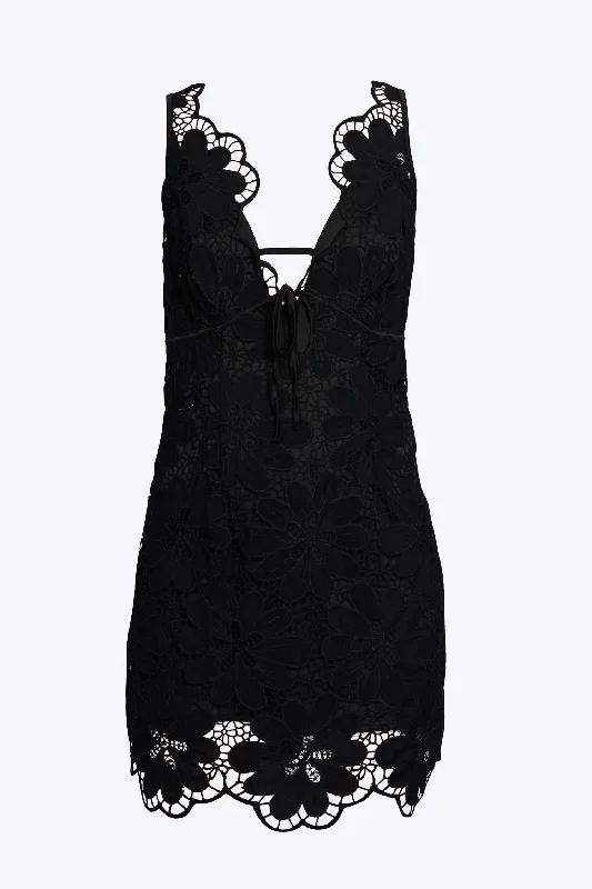 Quick Sale ruffle dressMalika Embroidered Lace Mini Dress In Black