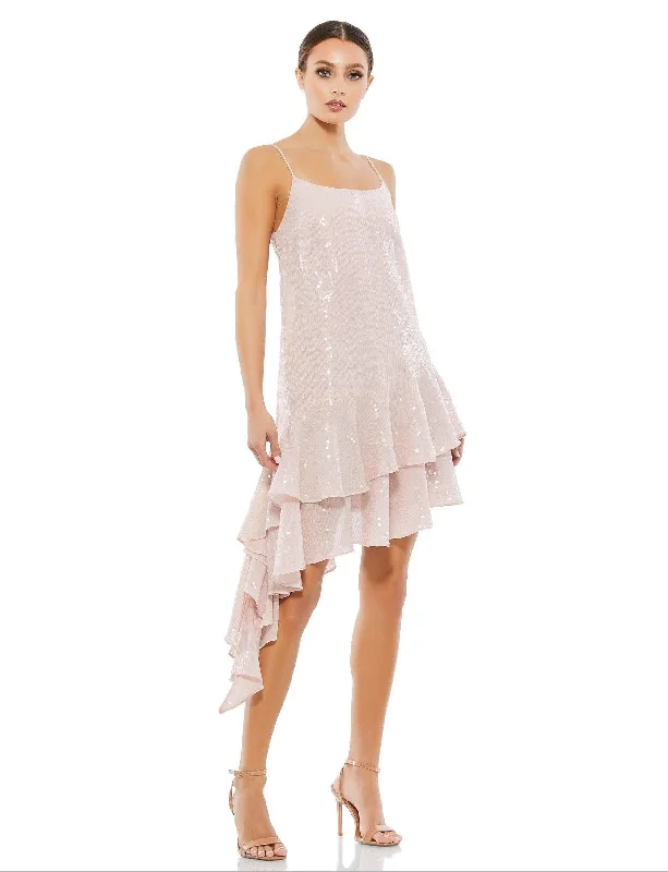 Bargain Bin summer floral dressMac Duggal 10796 High Low Spaghetti Strap Dress