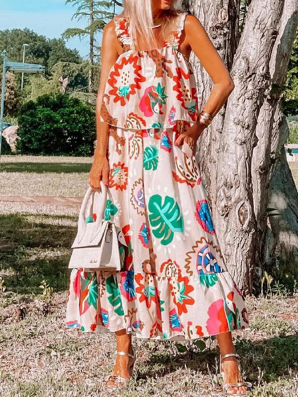 Savings Alert tiered dressPrinted Ruffle Hem Layered Dress