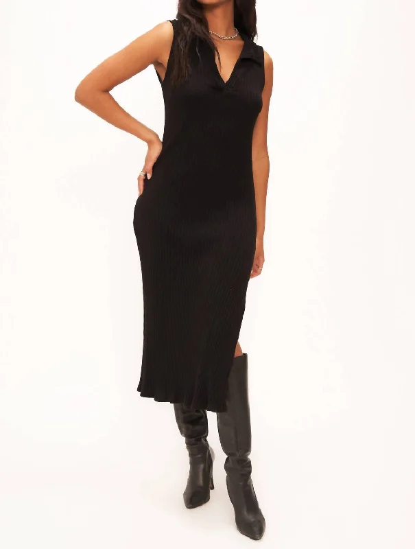 Midnight Madness statement dressSmooth Operator Collared Sweater Rib Dress In Black
