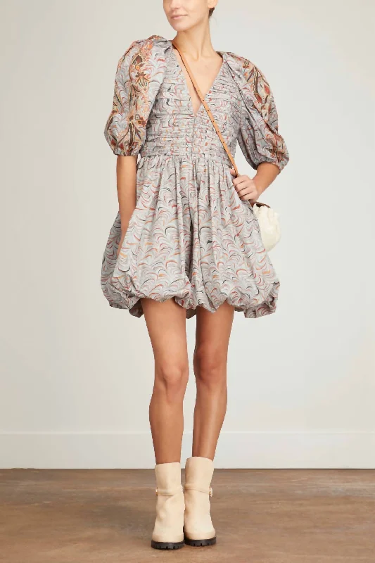 Today’s Special trendy bodycon dressGwen V-Neck Puff Sleeve Pleated Mini Dress In Chalcedony