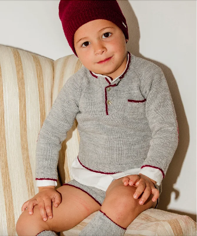 Discount Deals A-line dressBoys Gray and Burgundy Short Set
