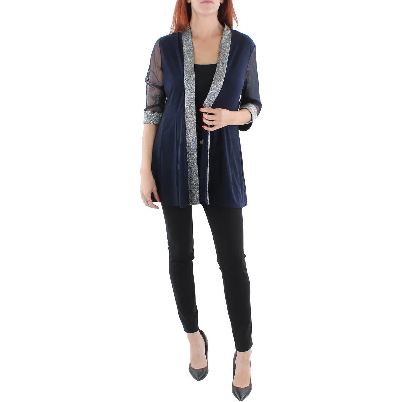 Exclusive Offers zippered bomber jacketPetites Womens Mesh Inset Contrast Trim Duster Blazer Exclusive Offers zippered bomber jacketPetites Womens Mesh Inset Contrast Trim Duster Blazer