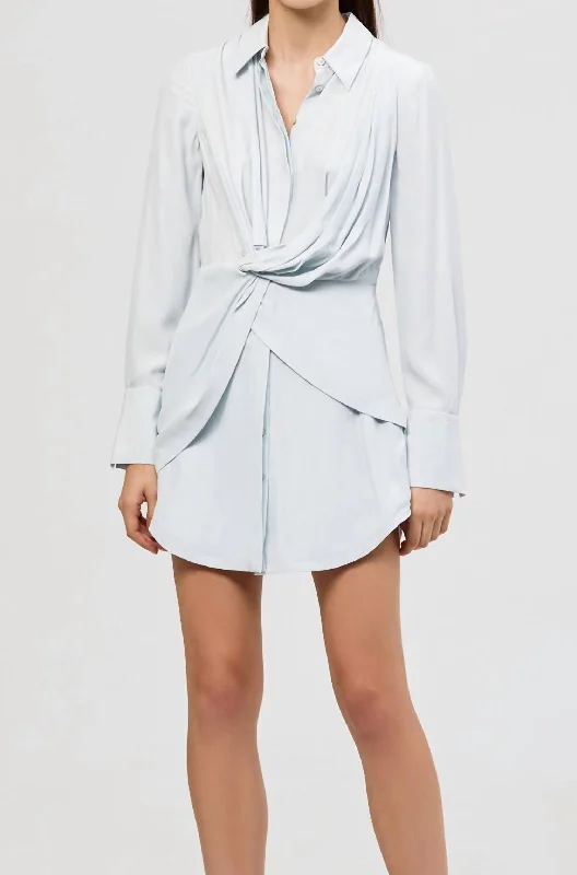 Quick Sale silk dressAlma Silk Shirt Dress In Ice Blue