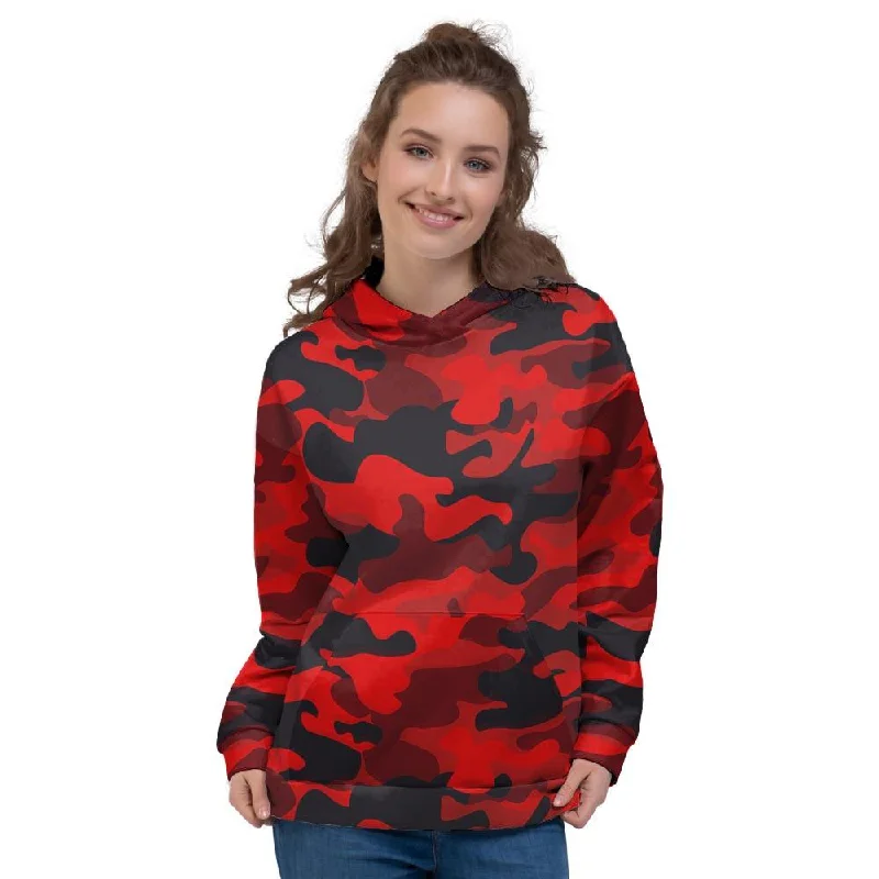 Super Sale Red Camo Print Women's Hoodie