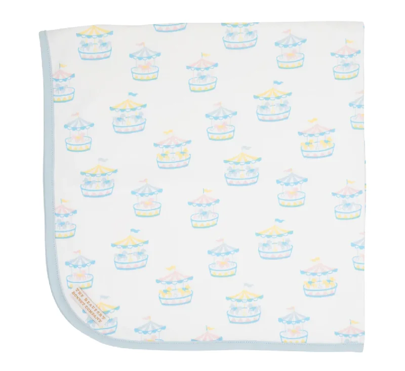 Now or Never sleeveless dressBaby Buggy Blanket in Caruosel in Blue