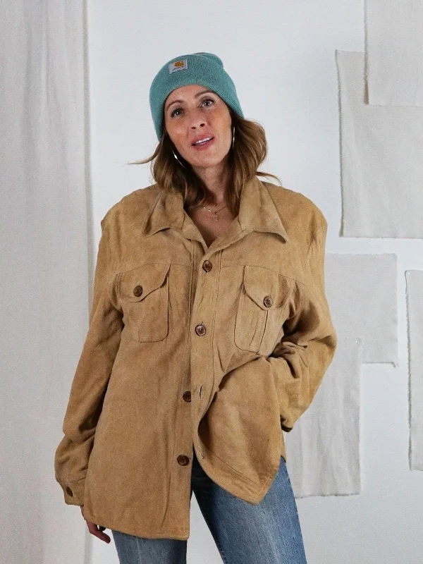 Best Deals sleek jacketVintage Suede Chamois Shirt Jacket
